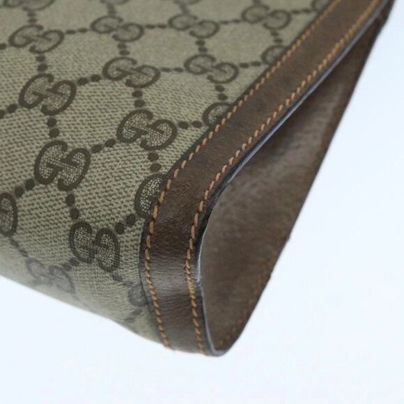 GUCCI GG Supreme Web Sherry Line Clutch Bag PVC Beige Red - Picture 15 of 16